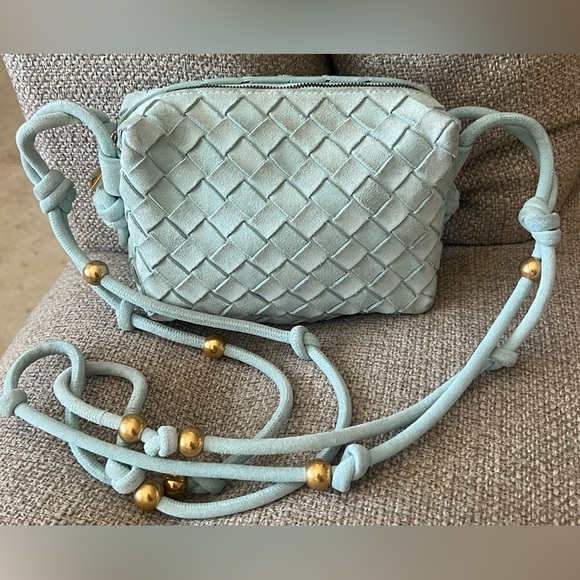 Bottega Veneta Mini Loop Blue Suede Shoulder Crossbody  Bag - Picture 2 of 10